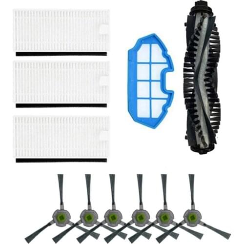 1*Roller Brush 1*Pre-Filter 3*Filters 6*Side Brushes For Vacuum Cleaner Filter Roller Brush For MOOSOO MT501 MT710 MT720