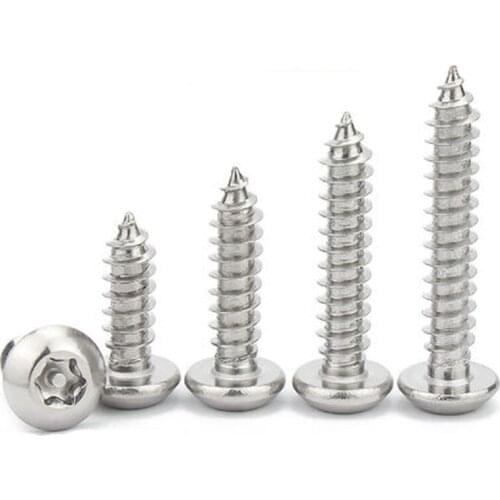 10pcs M4.8 304 Stainless steel Torx pan head with column screws T&TX round headed self-attack anti-theft bolt 13mm-38mm long