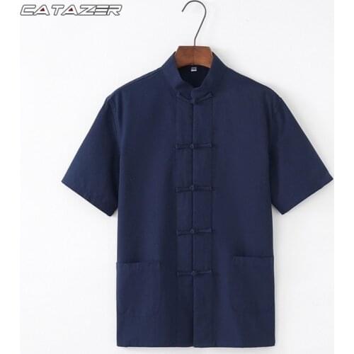 100% Cotton Kung Fu Jacket Tai Chi Coat Kung Fu Suit Martial Arts Wushu Clothes Wing Chun Uniform Mens Tang Suit Short Sleeve