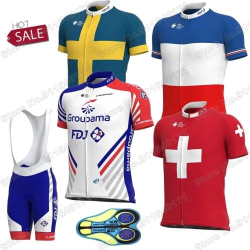 2021 FDJ Team Men Pro Cycling Jersey Set Cycling Clothing Road Bike Shirts Suit Bicycle Bib Shorts MTB Maillot Culotte