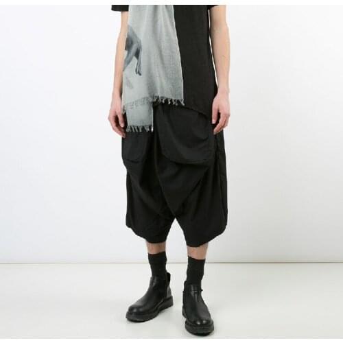 27-44 2017 Men clothing GD Hair Stylist fashion personality Irregular casual harem pants plus size stage singer costumes