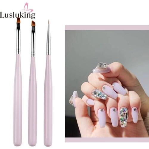 3Pcs/Set Light Purple UV Gel Polish Painting Drawing Liner Brush Dotting Dot Pen Nail Art Rhinestone Decoration Manicure Tools