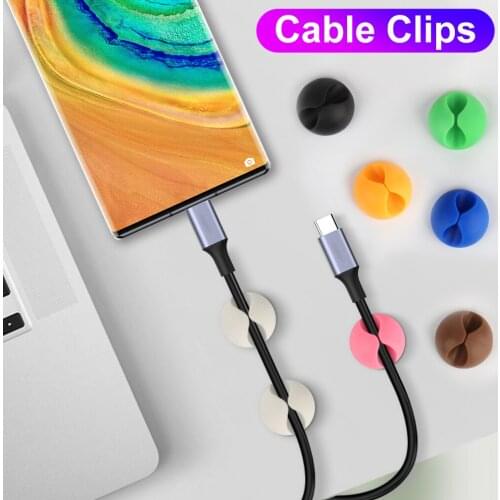 5pcs Car Cable Mount Wires Fixing Clips Desk Wall Auto USB Wire Cable Line Fastener Clip Organizer White Black Green Pink Blue