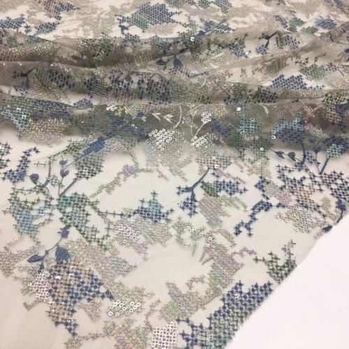 5yards/pc) High quality cross stitches embroidered French lace 2021 NEW African net lace fabric with sequins for dress FSS341