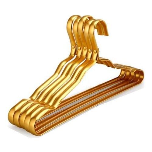 50pcs Fancy Golden Aluminum Metal Clothes Shirts Dress Hanger Luxury Anti-rust Waterproof Kids Baby Hangers Rack lin3901