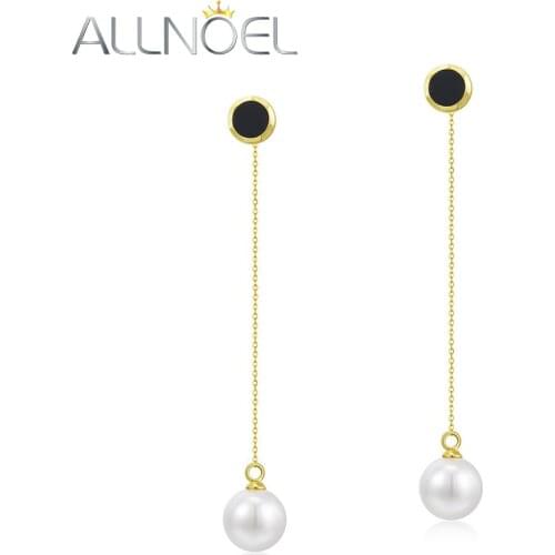 ALLNOEL Brass Earrings For Women White Shell Beads Black Agate Copper Hip Hop Earrings 2021 Trend Engagement Wedding Jewelry New