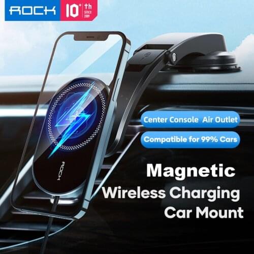 For iPhone 12 Pro Max Wireless Charger 15W Car Mount Magnetic Fast Charging Wireless Charger With Holder Rock