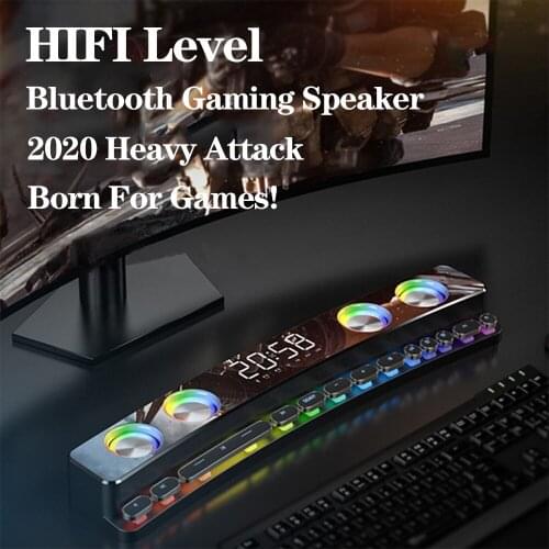 Computer Audio Bluetooth Wireless Game Speaker Soundbar USB 3D Stereo Subwoofer AUX Clock Indoor Sound Bar Computer Loudspeaker