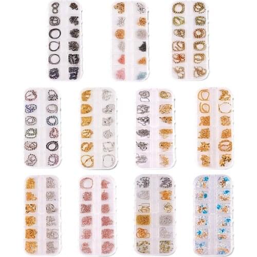 12 Grids/Box Nail Chain Fine Workmanship Decorative Alloy Fingernail Art Ornament Chain for Personal Use