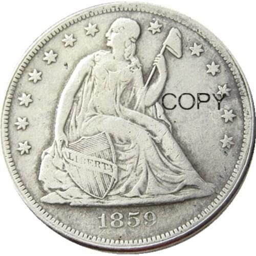 Date 1859-O Liberty Seated Dollar Silver Plated Copy Coin