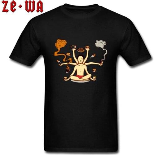 Foodie Meditation T-shirt Men Funny T Shirt Summer New Tshirt Design Custom Father Day Gift Tops Cotton Tees Burger Print