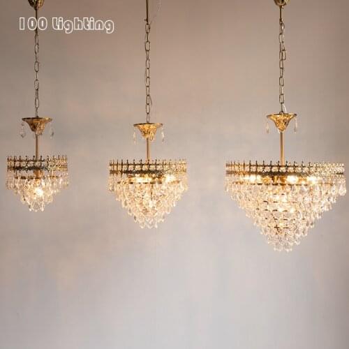French Crystal Chandelier Black Gold Hotel Room Restaurant Parlor Hanglamp Indoor Decoration Lighting 110-240V E14 Bulb