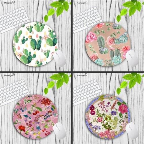 Mairuige 20*20cm or 22*22 cm Lock Edge Gaming Mouse Pad Speed Control Mat Cactus flower Plant Round Mouse pad