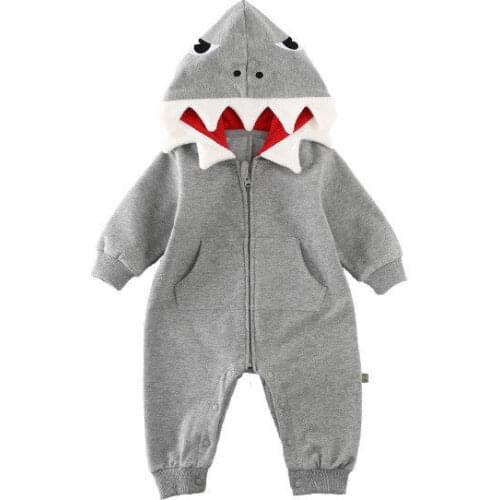 0-24M Autumn Winter Newborn Baby Boy Girl Bebe Clothes Shark Long Sleeve Romper Jumpsuit Playsuit Outfits Hooded Clothes