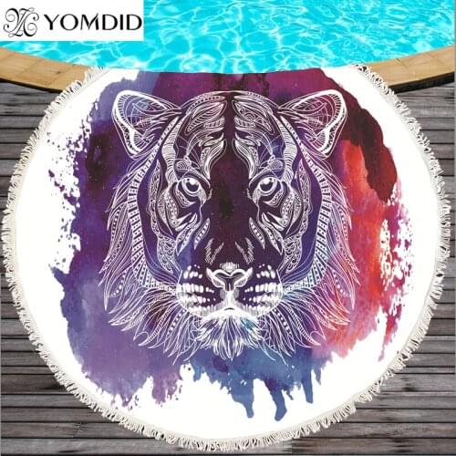 Round Beach Towel 3d Printed Towels Wall Hanging Decor Tapestry Animal Pattern Large Blanket Mat Microfiber 150cm Beach Towel