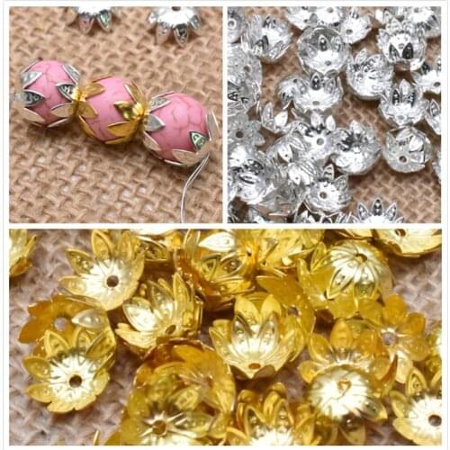 Gold Flower Metal Alloy Loose Spacer Bead Caps Jewelry Findings Cone End Beads For Jewelry Making Finding 8/10mm 100pcs/Lot