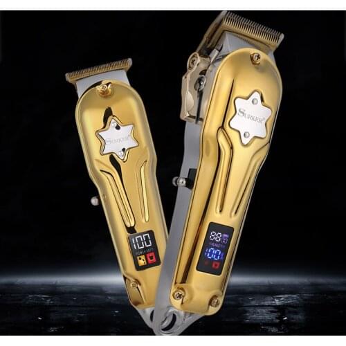 2pcs hair trimmer set USB rechargeable hair clipper haircut machine oilhead clipper white beard trimmer LCD display cordless