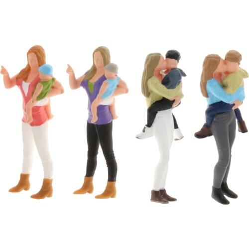 1/64 Scale Hand Painted Characters Mini Tiny Mother and Child PVC People Street Sand Table Scenery Scenario Children Toy Accs