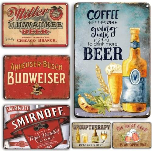 Coffee & Beer Metal Plate Decor Vintage Group Therapy Here Tin Poster Sign Personalized Cafe Bar Pub Wall Sticker Decoration
