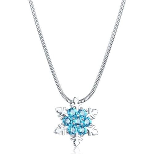 ZSLBS Fashion Necklace Women Girl Clavicle Snake Chain Choker Crystal Zircon Snowflake Pendant Necklaces Jewelry Collier Femme