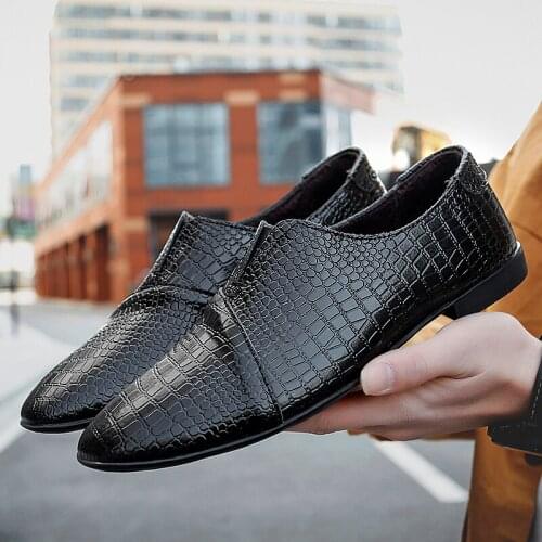 Mens Dress Leisure Alligator Shoes Men Casual 100% Genuine Leather Original Design Party Wedding Luxury Fashion Loafers Shoes