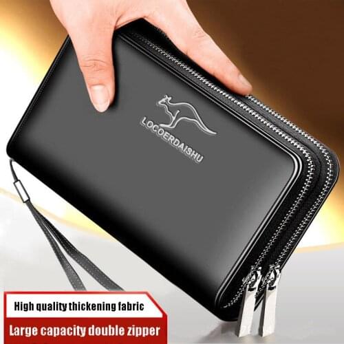 Mens Leather Long Wallet Large Capacity billeteras para Men Clutch Bag Luxury Credit Card Holder Purses Money Portfe Carte