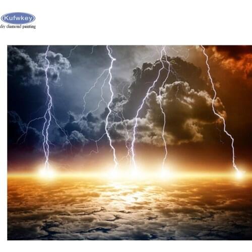 Diy 5D Diamond Paiting Sea Storm Lightning Paint By Numbers Full Drill Square Cross Stitch Kits Rhinestone Needlework Mosaic New