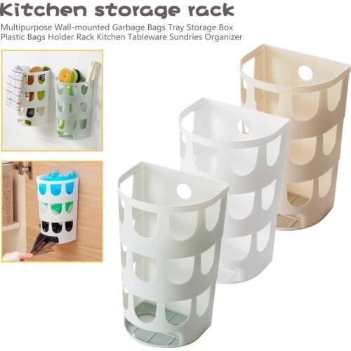 1pcs Wall Mounted Hanging Storage Box Organizer Rack Plastic Garbag Bag Holder Stand Rubbish Trash Basket Kitchen Accessories