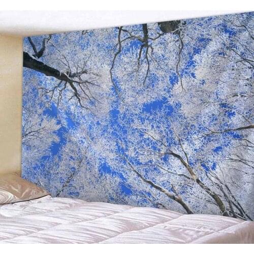Charming Forest Treetop Landscape Tapestry Green Fresh Natural Tapestry Printing Wall Hanging Home Decoration