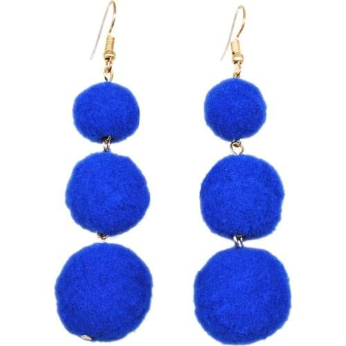 Pom Pom Earrings 2021 Beaded Tassel Black White Blue Red Beads Ball Long Earring Women Female Party Rode Oorbellen Ohringe Blau