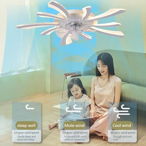 IRALAN Nordic Modern Intelligent Ceiling Fan With Bluetooth Application Remote Control Lamp Built-In Interior Decoration Lamp