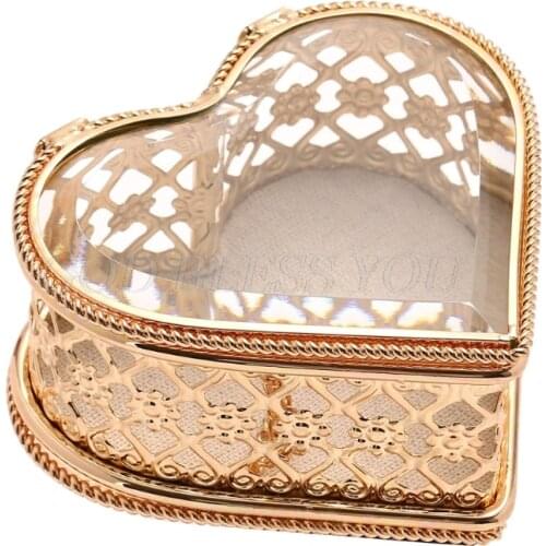 Heart Shape Box Glass Jewelry Storage Box Ring Necklace Dressing Table Makeup Organizer Storage Container Drop Shipping