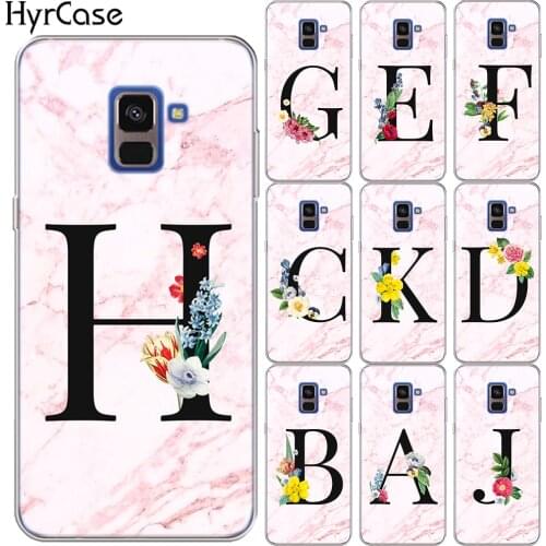 Custom Letter Customized initial Marble Flowers Silicon Case Cover For Samsung Galaxy A8 Plus A9 A7 2018 A10 A20 A30 A40 A50 A70