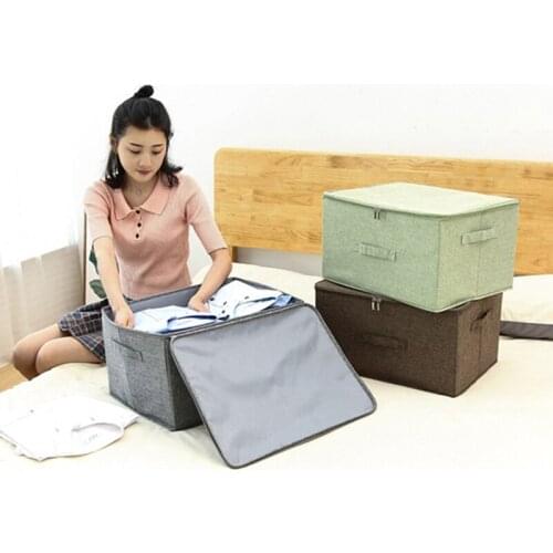 Foldable Storage Box Cotton Linen Clothes Storage Box High Capacity Sundries Organizer For Underwear Toys Books Home Organizer