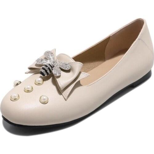 College to 18 years in early spring wind mouth sweet bowknot pearl diamond female shallow 32 single shoes 18316-48 students