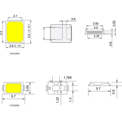 100Pcs 100% Original Epistar SMD 5730/2835 Chip LED lamp 40-55 LM LEDs Diode light For LED Strip Spotlight indoor bulb wholesale