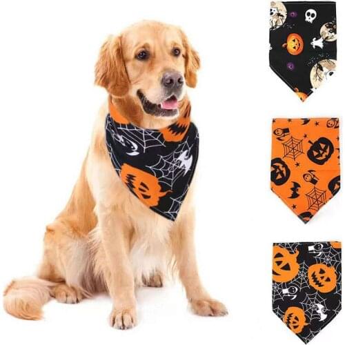 Halloween pet Bandana dog triangle scarf towel skull pumpkin style water towel collars for cat dog Pet Scarf Dog Accessories