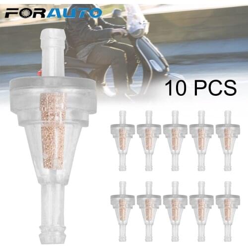 Universal 10pcs Motorcycle Inline Gas Fuel Filter 1/4" 6.3mm Fuel Line Nylon & Bronze Element For Dirt Bike ATV UTV