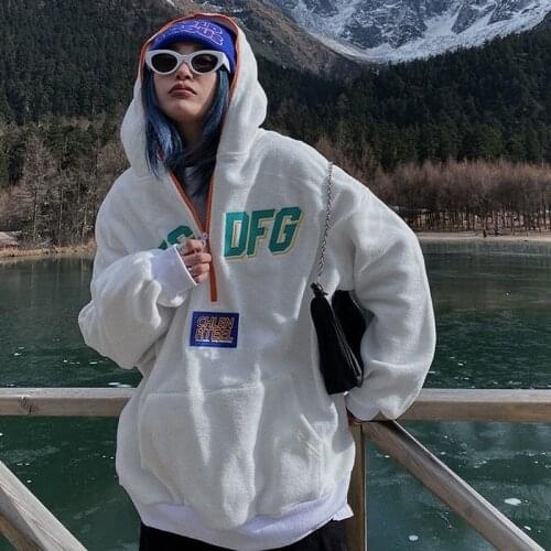 Vintage Hoodie Women Autumn Winter Korean 2021 Fashion Oversized Streetwear Zipper Sweatshirt Hip Hop Kpop Clothes Chic