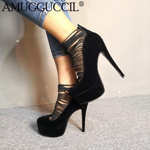 2020 New Plus Big Size 35-52 Black Red Zip Fashion Sexy High Heel Platform Spring Party Female Lady Shoes Women Pumps D1287