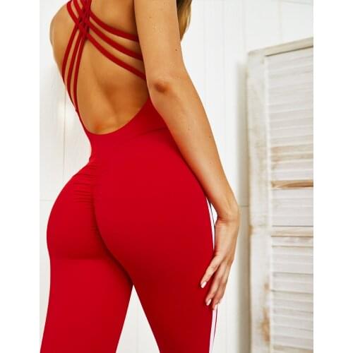 Womens Yoga Fitness Backless Overalls Bodysuit Fitness Rompers Sexy Sport Suit Leggings Jumpsuit Combinaison Gym Set X673B