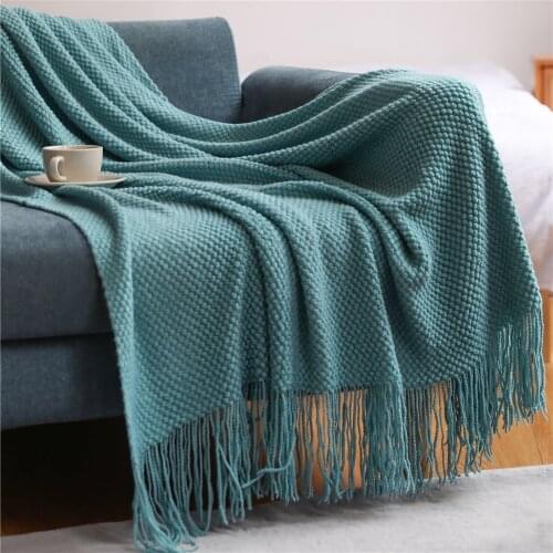 Winter Thickened Knitted Tassel Blanket Corn Grain Pattern Casual Comfy Warm Throw for Bed and Travel Sofa Throw Blanket