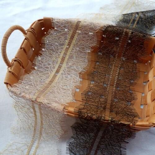 Gold Color Double Edge Embroidered Lace Trim Ribbon Middle Hollow Lace Wedding Decor DIY Garment Sewing Accessories