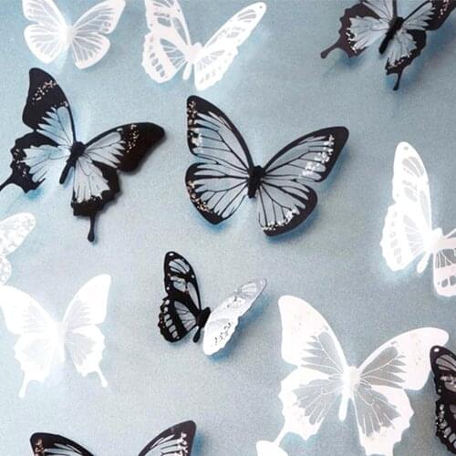 18Pcs Creative Butterflies 3D Wall Stickers PVC Removable Decors Art DIY Decorations Christmas Wedding decorations