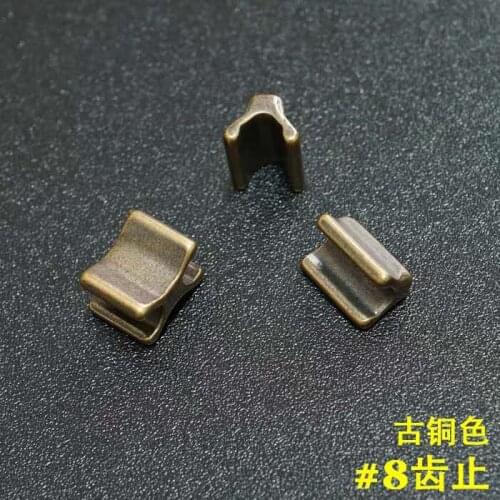 20 sets of original and authentic YKK zipper accessories no. 8, top, bottom, end, end, i-code bronze