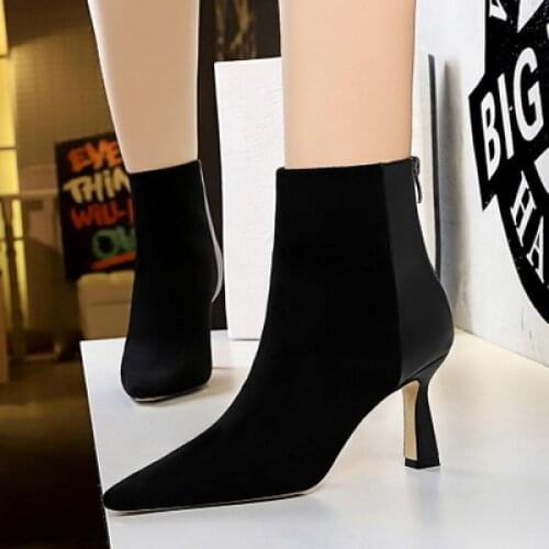 2021 Fashion Women Solid Color Ankle Boots Ladies Zipper Elegant Womens Pumps Sexy Female Casual Party Ladies Short Boots