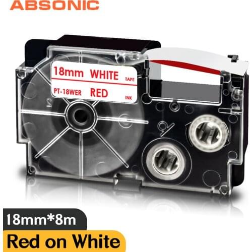 3/4" Label Tape XR-18WER Replace Casio XR 18WER Tape Red on White 18mm*8m for Casio KL-G2 KL-120 KL-130 KL-820 Label Printer
