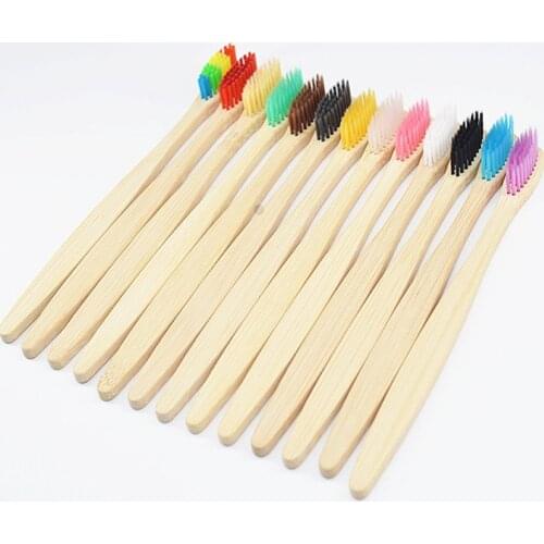 8 PCS Colorful Bamboo Toothbrush Novelty Rainbow Wood Teeth Brush soft-bristle Bamboo Fibre Wooden Handle