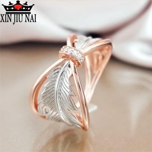 925 anillos Silver Super Flash AAAA Rhinestone Ring Premium 18K Rose Gold Angel Wings Womens Two-tone Party Ring Wholesale