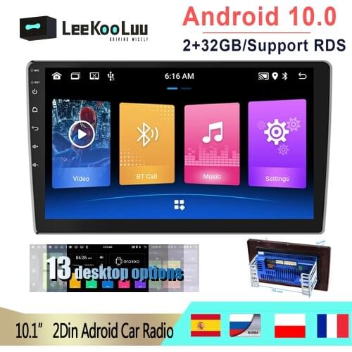 LeeKooLuu Radio Coche 2 Din Android 10.0 Car Multimedia Player GPS Stereo Receiver for Toyota Volkswagen Hyundai Kia Ford
